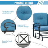 Omelaza Patio Bench, Porch Glider Outdoor Swing Glider Rocking Loveseat, Steel Frame Chair with Thick Cushion (Peacock Blue) Omelaza