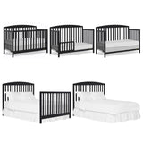 Dream On Me JPMA & Greenguard Gold Certified Odelle 5 in 1 Convertible Crib in Matte Black, Built of Sustainable Pinewood, 3 Mattress Height Settings, Non-Toxic Water-Based Paint Finish Dream On Me