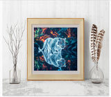 5D Diamond Painting Kits for Adults Beginners,Tiger Lake Diamond Art Kit,DIY Full Round Drill Diamond Dot Gem Art Kits for Adults,Home Wall Decor 13.78x13.78 Inch Acelii