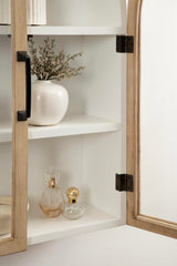 Kate and Laurel Arcott Modern Arch Wall Cabinet, 21 x 8 x 30, Natural Wood and White, Transitional Arched Cabinet for Use as Over-The-Toilet Storage or Living Room Storage Cabinet Kate and Laurel