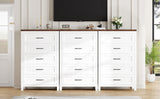 Jocoevol 5 Drawer Dresser for Bedroom - Farmhouse 44.9" Tall Chest of Dresser with Large Storage, Rubst Wood Construction for Living Room, Hallway & Entryway - White (White & Brown) Jocoevol