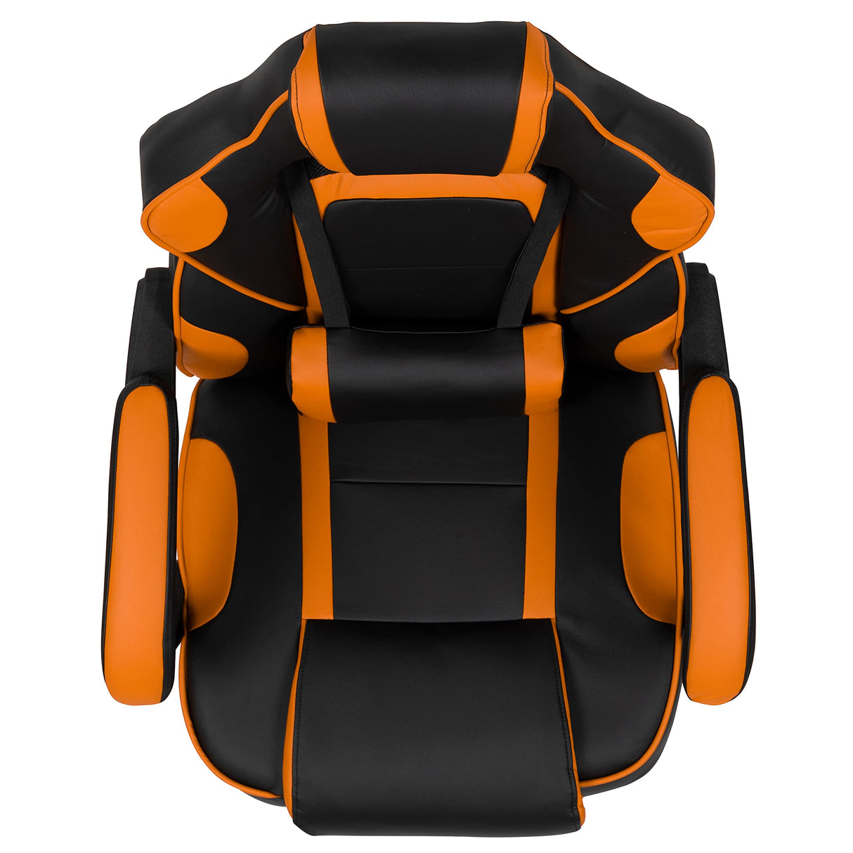 EMMA + OLIVER Black/Orange Ergonomic Gaming Chair -Recline Back/Arms, Footrest, Massaging Lumbar EMMA + OLIVER
