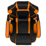 EMMA + OLIVER Black/Orange Ergonomic Gaming Chair -Recline Back/Arms, Footrest, Massaging Lumbar EMMA + OLIVER