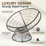 CraftVie Premium Oversized Papasan Chair with Cushion and Frame – 48'' Extra-Thick Cushion (7'' + Exclusive 1.75'' Support Pad), Supports 450 lbs – 360° Swivel Bedroom Chair, or Reading Chair CraftVie