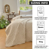 Tan Gingham Queen Quilt Set, Soft Pre-washed Microfiber Taupe Plaid Queen Bedspread, Lightweight Checked Summer Quilt, Grid Bedding Coverlets for All Seasons (Includes 1 Quilt, 2 Pillow Shams) NSNLGSGC