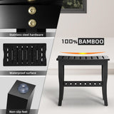 Bamboo Shower Bench & Stool Waterproof - Wood Shower Bench with Storage Shelf for Inside Shower(Black) Domax