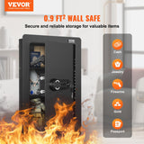 VEVOR 25.59" High Concealed Wall Safe, Keypad Access 3-Level Security Safe, Includes 3 Adjustable Shelves & 6 Hooks, Made of Durable Q235 Steel, Features LED Lighting & Alert System for Valuables VEVOR