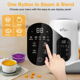 BEAR 2024 Baby Food Maker | One Step Baby Food Processor Steamer Puree Blender | Auto Cooking & Grinding | Baby Food Puree Maker with Self Cleans | Touch Screen Control, White Bar