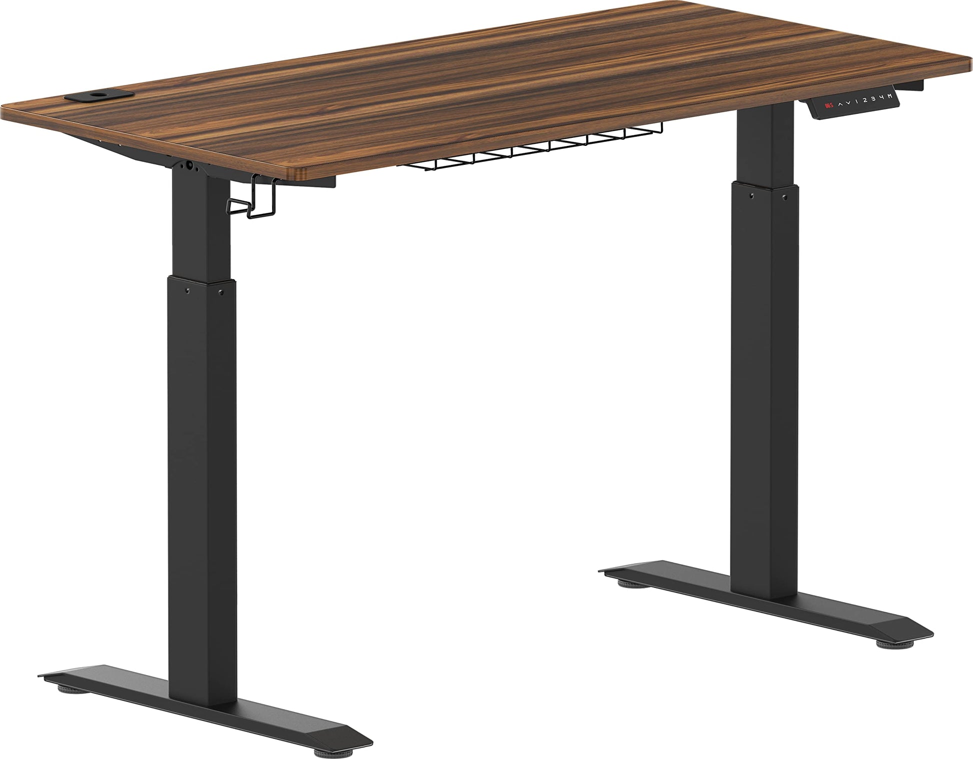 SHW Memory Preset Electric Height Adjustable Standing Desk, 48 x 24 Inches, Walnut - WoodArtSupply