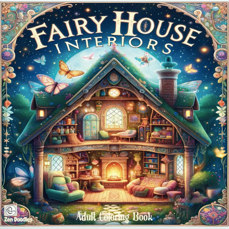Fairy House Interiors Adult Coloring Book: 50 Enchanting Drawings of the Magical Rooms Within Fairy Houses WoodArtSupply