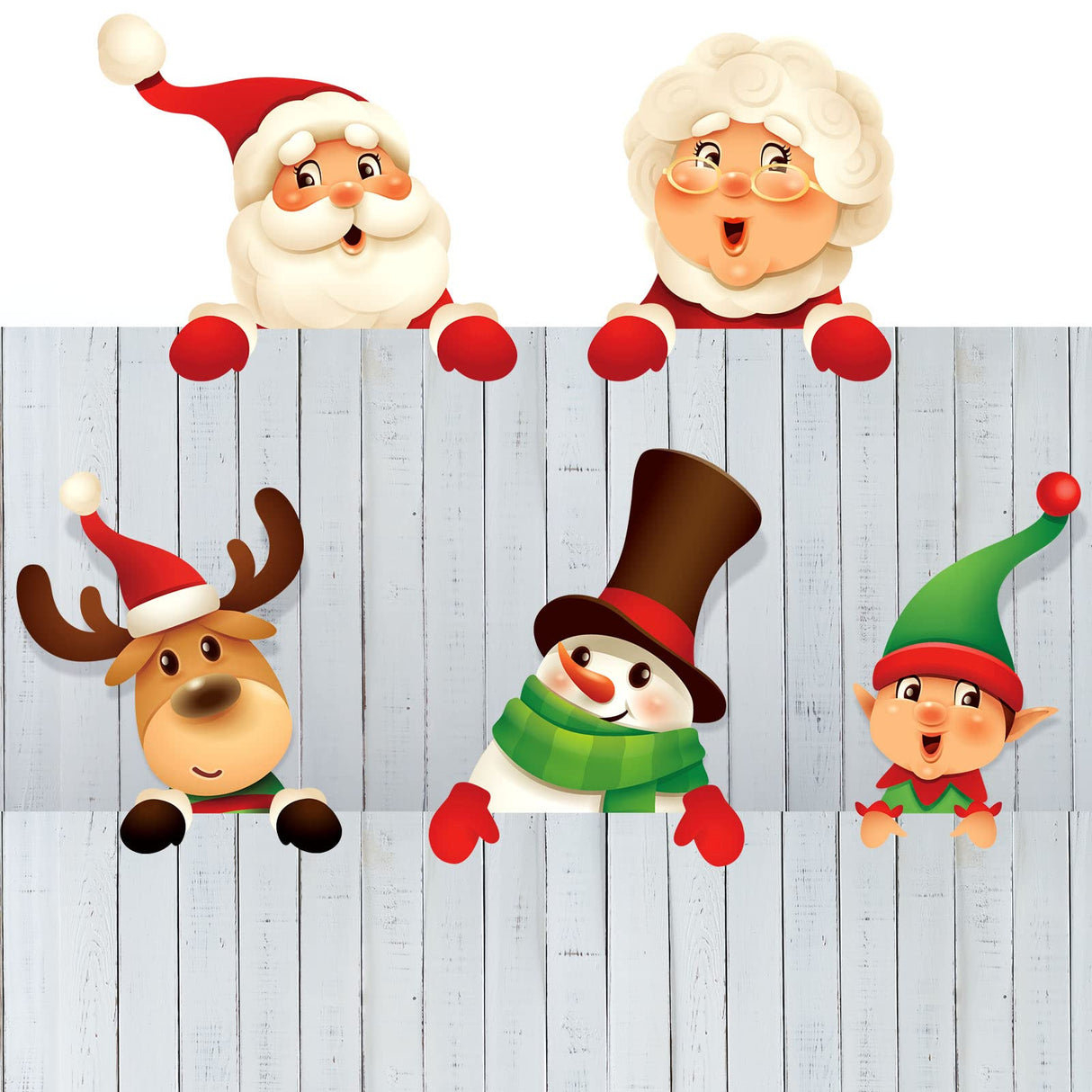 Bucherry 5 Pcs Christmas Fence Peeker Decoration Peeking Christmas Yard Decorations Santa Claus Elk Snowman Peeker Elf Outdoor Xmas DIY Cute Garden Fence Sign for Xmas DIY Home Patio Garden Outdoor Bucherry