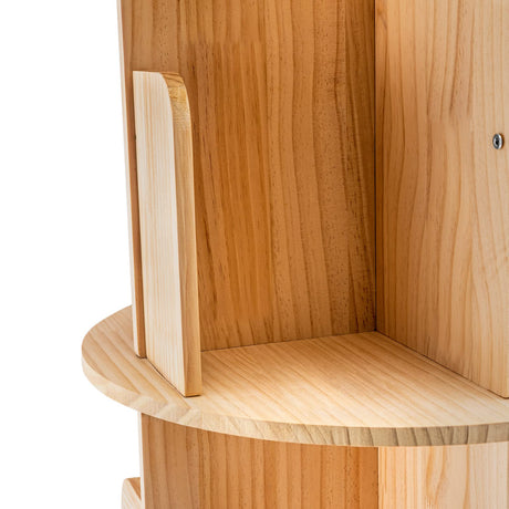 Rustic 2-Tier Rotating Corner Bookshelf Organizer for Kids and Adults AKaSping