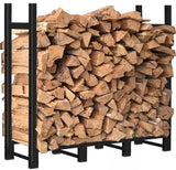 Khordin 4ft Firewood Rack Adjustable Heavy Duty Fire Wood Stand Holder for Outdoor Indoor Fireplace Log Storage, Metal Lumber Stacker Organizer, Black Khordin