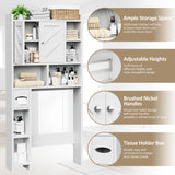 Meilocar Over The Toilet Storage Cabinet, Freestanding Storage Cabinet Over Toilet, Bathroom Storages Organizer Cabinets with Toilet Paper Holder Stand and Adjustable Shelf, White Meilocar