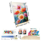 JOOZ Flowers Paint by Numbers Kit for Adults with Frame, Flower Paint by Number with Easel, DIY Floral Adult Paint by Number Kits Framed Canvas for Home Wall Decor 8 x 12 Inch JOOZ