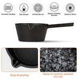 BBQ Mop Brush and Cast Iron Sauce Pot Set, 11-in-1 Value Pack includes 2Pcs Wooden Long Handle, 6 Brush Heads, 1 Cast iron BBQ Pan and 2 Silicone Brushes for Grilling all Types of Ingredients ZQDFLME