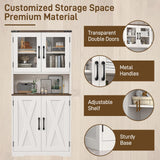 Halitaa Bathroom Storage Cabinet with Adjustable Shelves, Farmhouse Kitchen Pantry, Floor Farmhouse Storage Cabinets for Bathroom, Kitchen, Living Room, Rustic Style Cabinet, White and Brown Halitaa