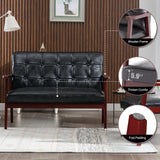 Okeysen Modern Loveseat Sofa Set (Black) - Ergonomic Leather, Mid-Century Design, 2-Seat & Accent Chair, Small Spaces Furniture, Living Room, Apartment, Office Okeysen