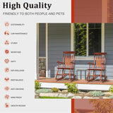 Outvita Outdoor Rocking Chair, Solid Wooden Frame High Back Rocker, All Weather Lounge Chair for Indoor, Garden, Patio, Balcony, Backyard Porch Rocker (1, Natural) Outvita