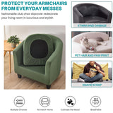 CRFATOP 2 Piece Club Chair Slipcover Stretch Barrel Chair Covers Solid Tub Chair Slipcovers Soft Armchair Covers Removable Furniture Protector Arm Chair Cover for Living Room,Green CRFATOP