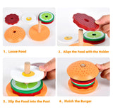 Wooden Burger Sandwich Stacking Toys for Kids, Play Food Toy for Toddlers, Montessori Toys for 3 Year Old, Preschool Educational Toys to Develop Fine Motor Skills MIKNEKE