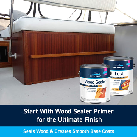 TotalBoat-482869 Lust Marine Varnish, High Gloss and Matte Finish for Wood, Boats, Outdoor Furniture (High Gloss, Quart) TotalBoat