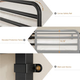 Bunk Bed Twin Over Twin, Metal Bunk Beds with Power Outlets & Desk, Heavy-Duty Bunkbeds Frame with Safety Guardrail & Ladders, Upper Bed with Storage Rack, No Box Spring Needed, for Juniors, Black ONBRILL