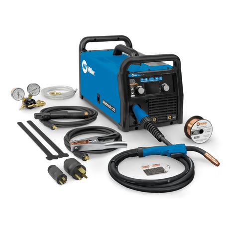 Miller 907693 Multimatic 215 Multiprocess Welder - Versatile Multi-Process MIG, Flux-Cored & TIG Welder Machine - Portable Welding Machine with Wire Feeder, MIG Gun & Multi-Voltage Plug for 120V&240V Miller