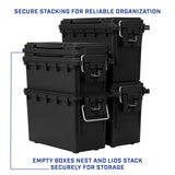 Sheffield 12629 Ammo Storage Box, Stackable .30 Cal Field Boxes, Water and Dust Resistant, Lockable Storage Box with Handle, Secures Hunting Gear, Supplies, and Bullets, Made in USA, Black, 1-Pack Sheffield