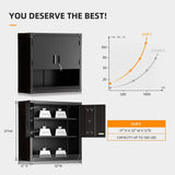 INTERGREAT Metal Wall Storage Cabinet with Adjustable Shelf, Wall Mounted Tool Cabinets with Pegboard for Garage, Lockable 31” H Steel Medicine Cabinets with Doors, Home Office, Kitchen (32”W x 12”D) INTERGREAT