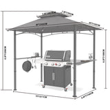 MASTERCANOPY 8 x 5 Grill Gazebo Outdoor BBQ Gazebo Canopy with 2 LED Lights (Gray) MASTERCANOPY