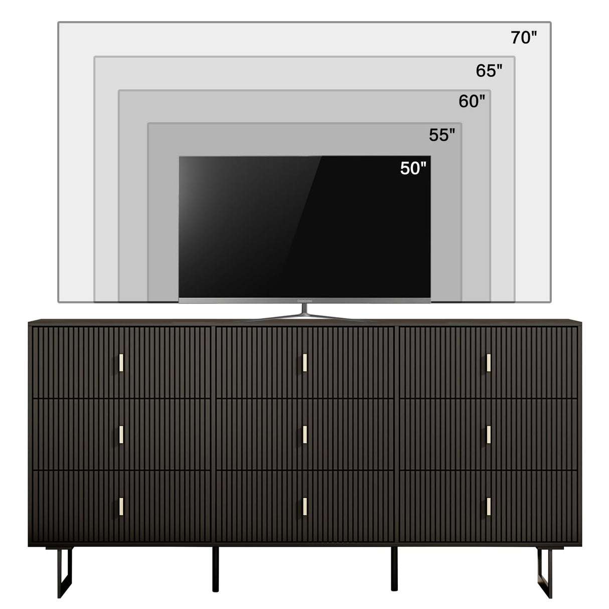 Chrangmay Modern Chest of Drawers with 9 Drawers,Deep Drawers,Clothes Organizer,Large Storage Cabinet for Living Room, Bedroom,Hallway,with Anti-Tipping Device,Matte Black Chrangmay