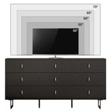 Chrangmay Modern Chest of Drawers with 9 Drawers,Deep Drawers,Clothes Organizer,Large Storage Cabinet for Living Room, Bedroom,Hallway,with Anti-Tipping Device,Matte Black Chrangmay