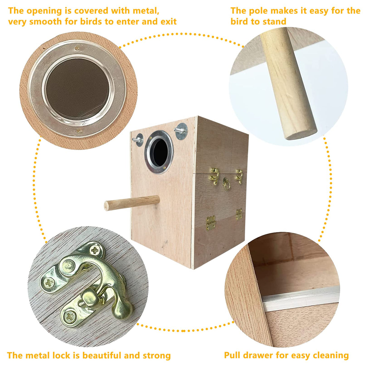 kathson Parakeet Nesting Box Wooden Bird Breeding Nest Parrots Mating House Wood Bird Aviary Budgie Cage Accessories for Cockatiel Finch Lovebirds Conure kathson