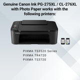Canon PG-275 XL / CL-276 XL Genuine Ink Value Pack (2 Cartridges), Compatible with TS3520/3522/4722/3720/3722, TR4720 Canon