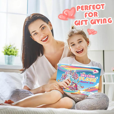 Large Shimmery Unicorn Floor Puzzle for Kids Ages 4-8, 45+ Pieces Large Jigsaw Puzzle for Kids&Toddler Ages 3 4 5 6 7 8, Educational Puzzels Unicorn Toys for Girls Unicorn Christmas Birthday Gift Wings Giant