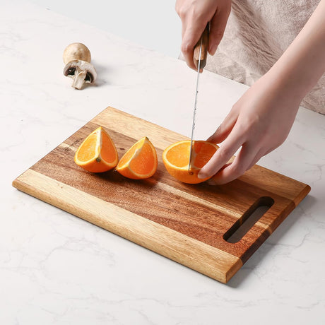 YUSOTAN 3-piece Acacia Wood Cutting Board Set for Kitchen, Large Wooden Cutting Board Set with Handle, Thick Chopping Board, Butcher Block Wooden Trays for Meat, Fruit Vegetable and Cheese YUSOTAN