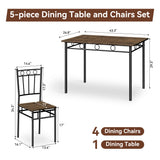 Vipbear Kitchen Dining Table Set for 4, 5-Piece Kitchen Table Set,Dining Room Table Sets,Rectangular Kitchen Table Set with 4 Chairs for Small Space, Dinette,Apartment, Rustic Brown Vipbear