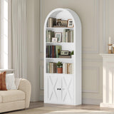MAHANCRIS 6-Tier Bookshelf, 70.9'' Farmhouse Arched Bookcase with Cabinet, Freestanding Engineered Wood Display Bookshelf, with Adjustable Shelves, for Living Room, Study, Kitchen, White BKWT2501 MAHANCRIS