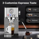 KOIOS Espresso Machines, Upgraded 1200W Espresso Maker with Foaming Steam Wand, 20 Bar Semi-Automatic Steam Espresso Coffee Maker for home, Cappuccino & Latte Machine with 58oz Removable Water Tank KOIOS