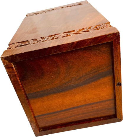 KHIZAR HANDICRAFT Handcrafted Urn Box For Human Ashes Wood Tree Urn Personalized Wooden Urn Handmade Unique Design Urn BY SUNRISE WOOD STORE (Medium (9x5.5 Inches)) - WoodArtSupply