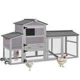 Mobile Chicken Coop with Nesting Box, Outdoor Hen House Poultry Cage with Casters X-Large GUTINNEEN