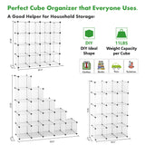 C&AHOME Cube Storage Organizer, 16-Cube Shelves Units, Plastic Storage Cubes, DIY Closet Organizer, Modular Closet Storage Shelves Ideal for Home, 48.4" L × 12.4" W × 48.4" H Transparent SUM3016W C&AHOME
