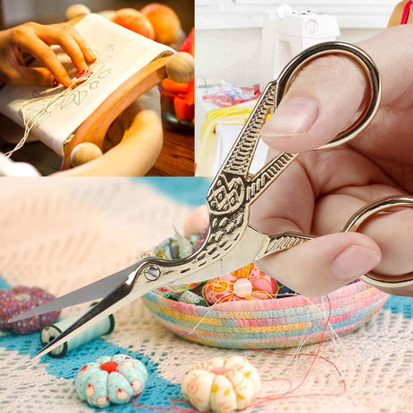 BIHRTC 4.5Inch Embroidery Scissors Sharp Tip Stainless Steel Little Scissors for Knitting Cross Stitch Cutting Embroidery Sewing Handcraft Craft Art Work DIY Tool Gold BIHRTC