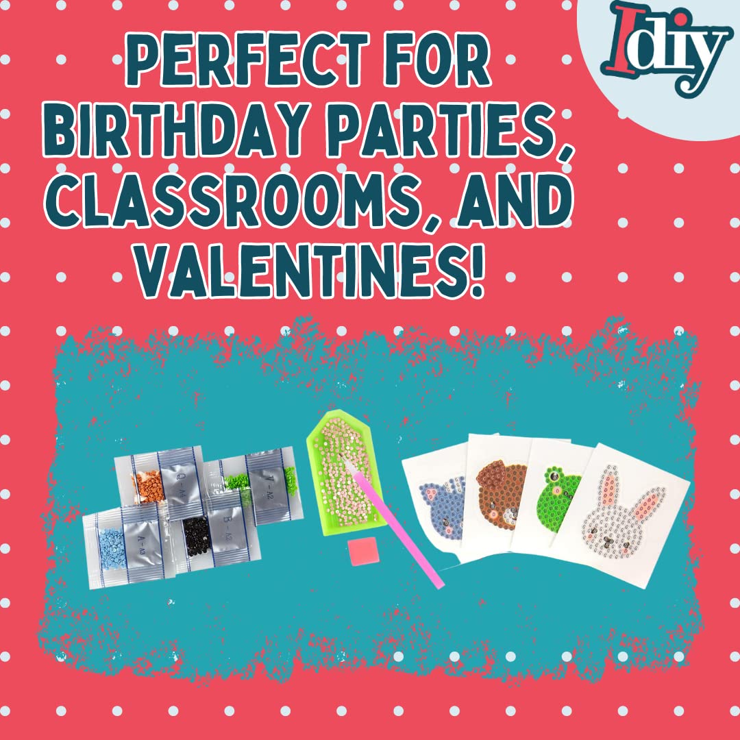 SCS Direct Kid's Birthday Party Diamond Gem Painting Craft Favor Kits -Pet Buddies- 20 Individually Packaged, All-in-One Packs for Boys & Girls -Fun & Unique Gem Classroom Art Project Activity Gift SCS Direct
