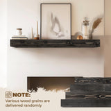 ABSWHLM 48x8x5 Fireplace Mantel - Handcrafted Hollow Rustic Solid Wood Wall Mounted Floating Shelf with Invisible Heavy Duty Wood Bracket (Weathered Black) ABSWHLM