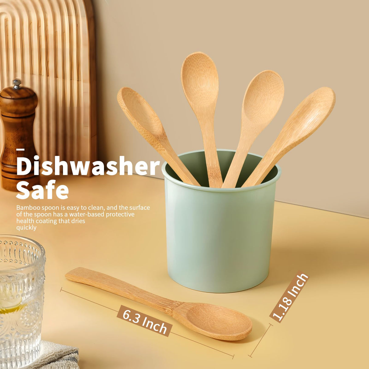 6.3 Inch Bamboo Spoons, Small Wooden Eating Spoons, Tiny Wood Honey Teaspoon for Coffee and Tea, Little Wooden Spoons For Daily Use (3 PCS) aerzip