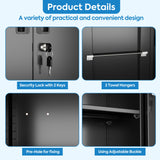 GangMei Garage Storage Cabinet with Wheels and 5 Pegboard, Broom Closet Storage Cabinet with Hanging Rod and 13 Hooks, Metal Cabinets with 4 Shelves for Garage, Home, 71"H x 31.5"W x 15.75"D, Black GangMei