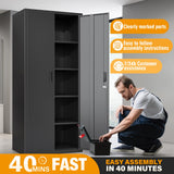 Metal Storage Cabinets, 71'' Tall Metal Garage Storage Cabinets with Lock,Sturdy Metal Cabinet Storage with 4 Adjustable Shelves and Doors, BLack Steel Cabinet for Garage,Offices,Basement,Storerooms Leariso