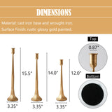 Denique Iron Taper Candle Holder Set of 3, Gold Candlestick Holders Decorative Candle Stand, Tapered Candle Holders Tall Set for Wedding, Dining Table, Home Decoration (Gold) Denique